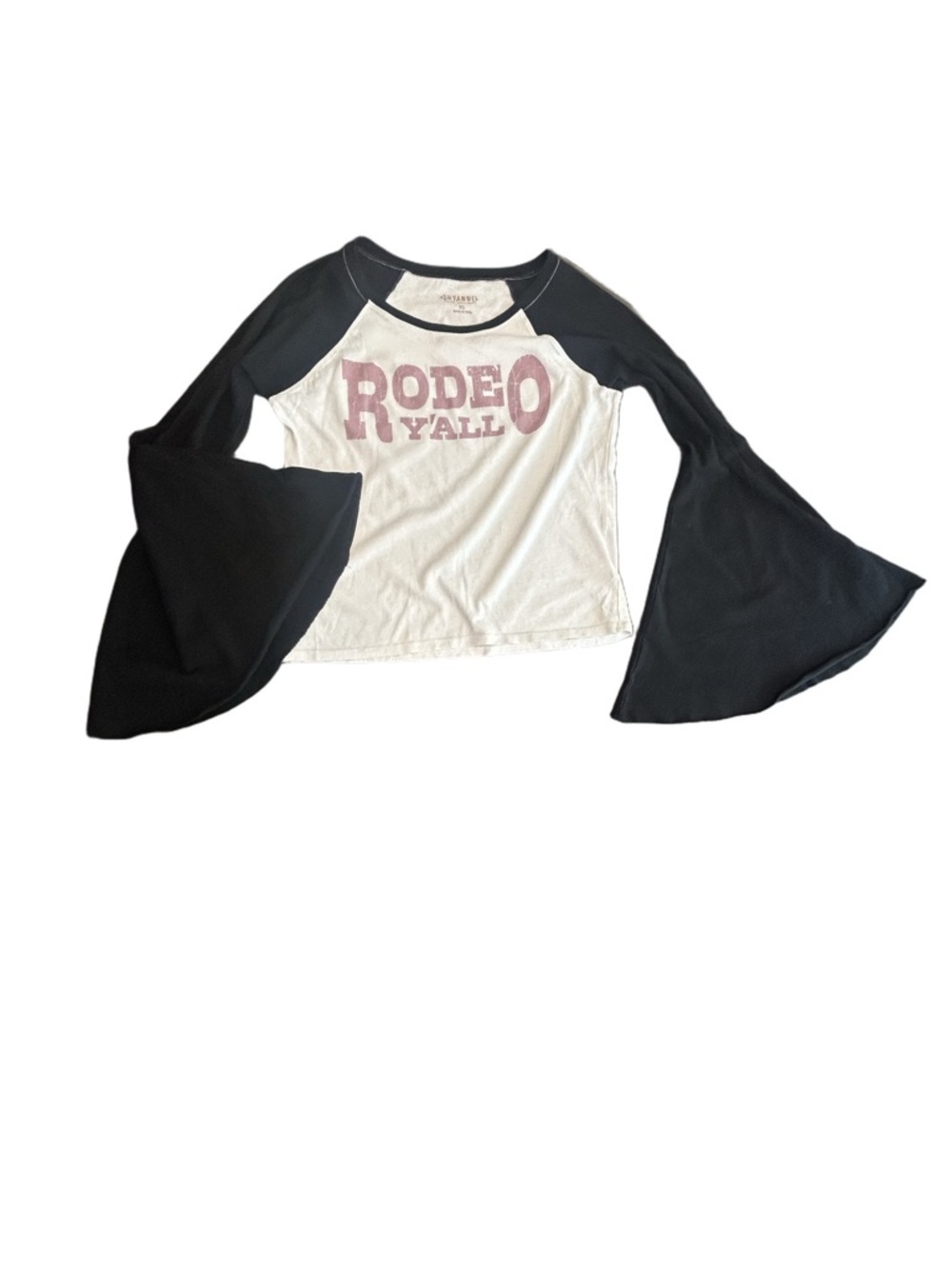 Shyanne XS Coast Cowgirl Rodeo Y’all Raglan bell sleeve Baby Tee country concert - Picture 9 of 12